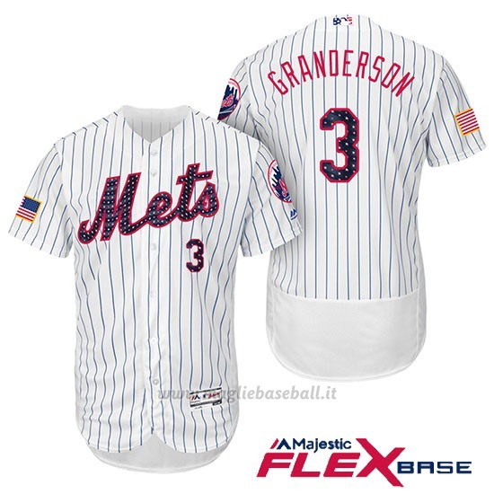 Maglia Baseball Uomo New York Mets 2017 Estrellas y Rayas Curtis Granderson Bianco Flex Base